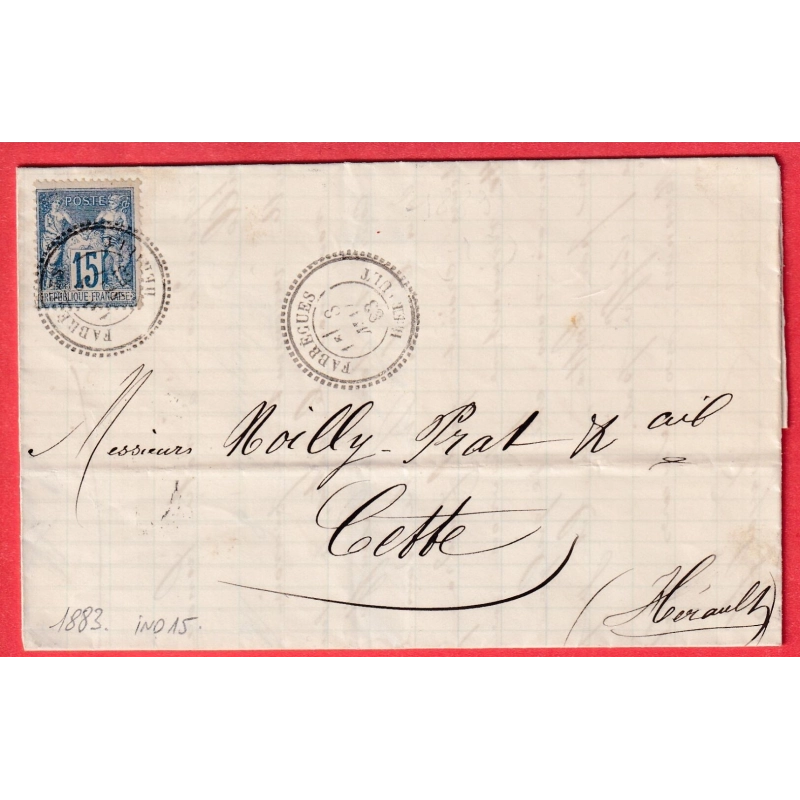 N°90 CAD TYPE 25  FABREGUES HERAULT POUR CETTE 1883 INDICE 15