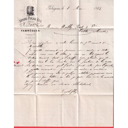 N°90 CAD TYPE 25  FABREGUES HERAULT POUR CETTE 1883 INDICE 15
