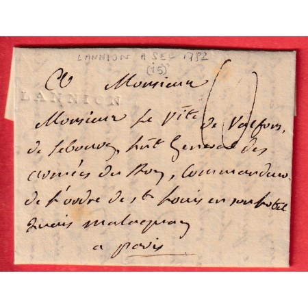 MARQUE LANNION COTES DU NORD LN°1 1782 INDICE 15 POUR PARIS