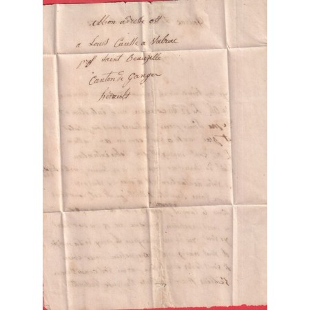 CURSIVE 33 ST BAUZILLE DE PUTOIS HERAULT TAXE 25C TAMPON POUR CASTRIES 1852 INDICE 17