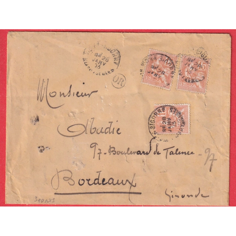 N°117 X3 CAD VIC EN BIGORRE HAUTES PYRENEES TRIPLE PORT POUR BORDEAUX