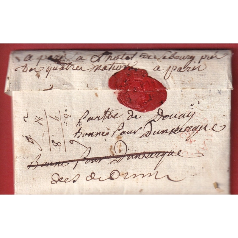DEBOURSE ROND ROUGE FLEUR DE LYS DOUAI NORD  MANUSCRIT HYERES TOULON + LN°1A DEBOURSE DUNKERQUE TRES RARE INDICE 30