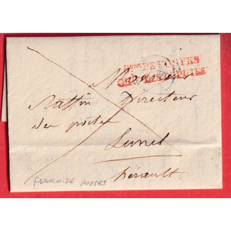BUREAU POSTES CH . DES DEPUTES EN FRANCHISE DES POSTES POUR LUNEL HERAULT 1834