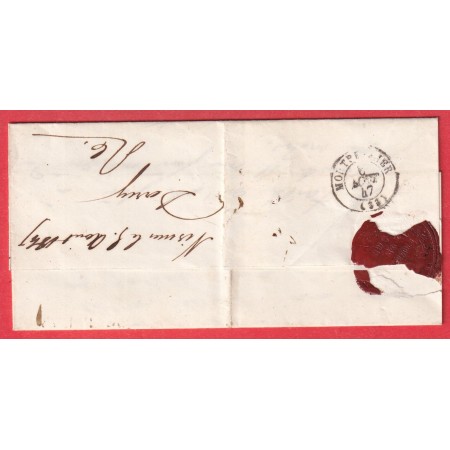 FRANCHISE CABINET DU PREFET DU GARD CAD TYPE 15 NIMES POUR MONTPELLIER 1847