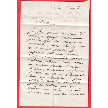 FRANCHISE CABINET DU PREFET DU GARD CAD TYPE 15 NIMES POUR MONTPELLIER 1847