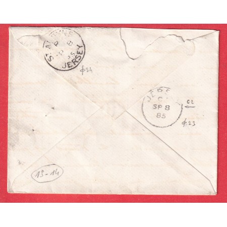 N°89 90 PARIS 1885 ILE DE JERSEY ANGLETERRE TAXE MANUSCRIT 5