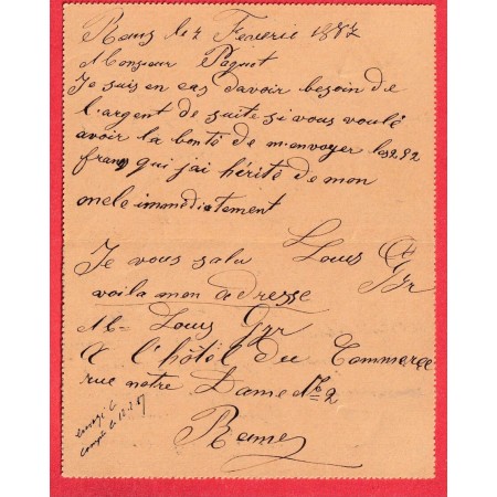 ENTIER TYPE SAGE REIMS MARNE TAXE 20 AU CRAYON POUR LE LUXEMBOURG