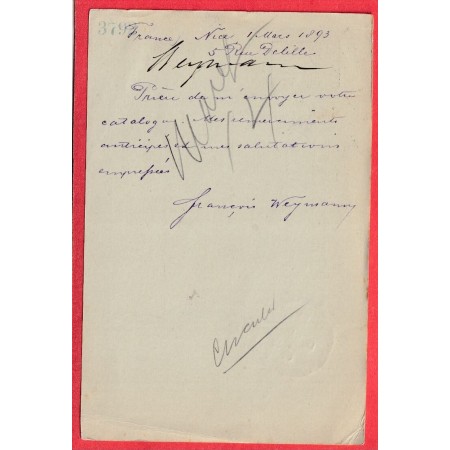 ENTIER 10C SAGE NICE ALPES MARITIMES 1893 POUR NEW YORK USA