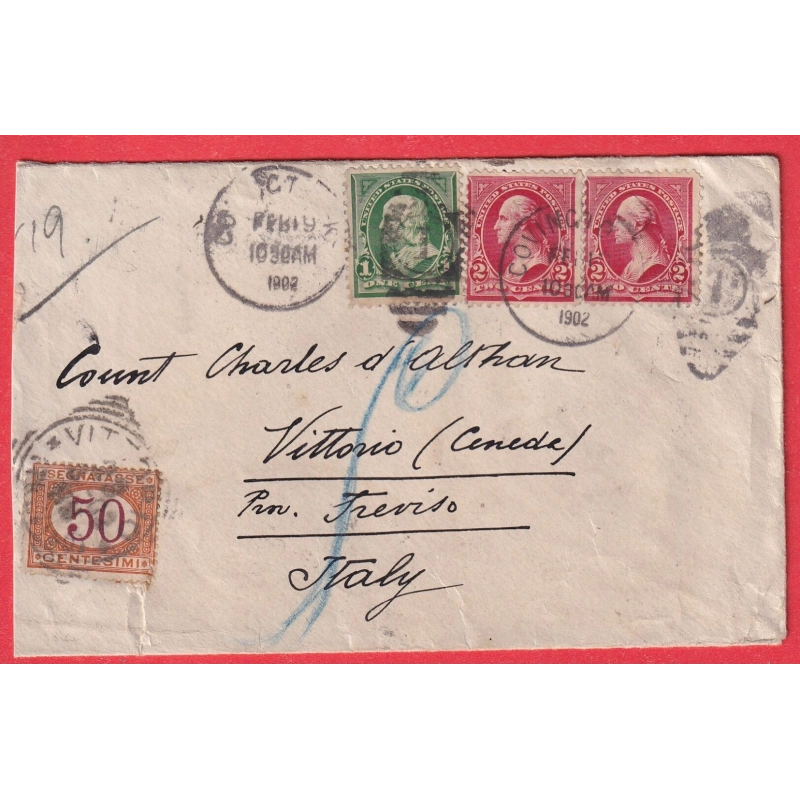 COVINGTON USA ETATS UNIS 1902 TAXE 50C VITTORIO TREVISO TAXE CRAYON 5