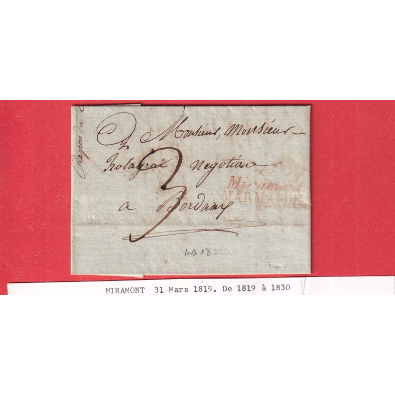 DOUBLE CURSIVE 45 MIRAMONT MARMANDE EN ROUGE POUR BORDEAUX