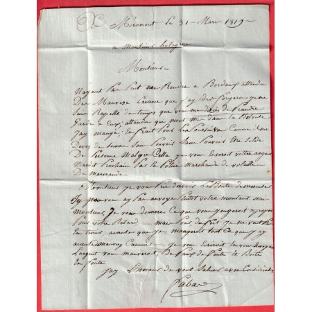 DOUBLE CURSIVE 45 MIRAMONT MARMANDE EN ROUGE POUR BORDEAUX