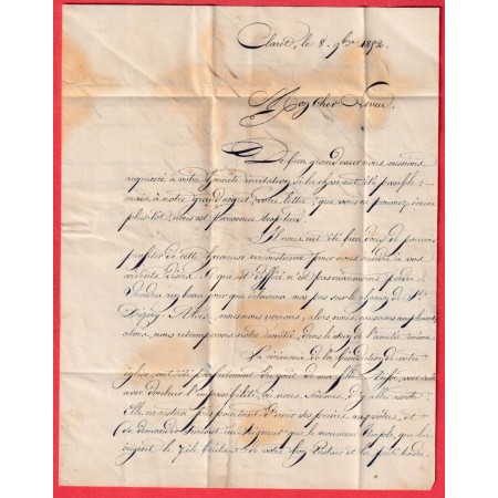 CURSIVE 33 LES MATELLES 24mm NON SIGNALE PAR POTHION 1852 CAD TYPE 15 MONTPELLIER POUR CASTRIES