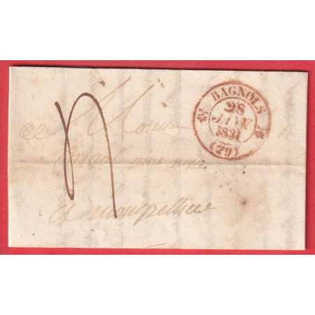 CAD TYPE 12 BAGNOLS GARD ROUGE 1831 POUR MONTPELLIER INDICE 10