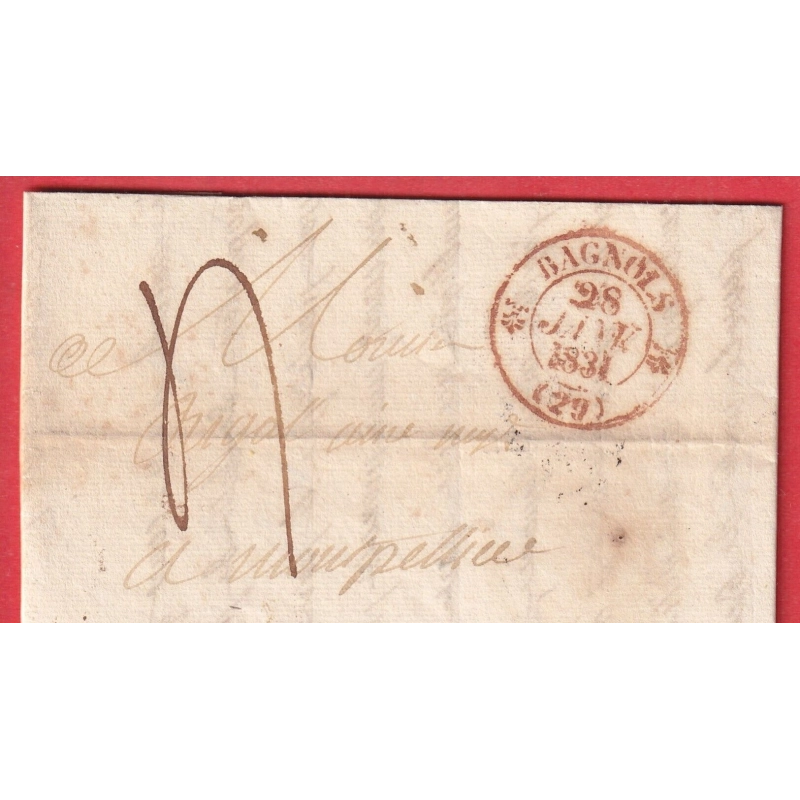 CAD TYPE 12 BAGNOLS GARD ROUGE 1831 POUR MONTPELLIER INDICE 10