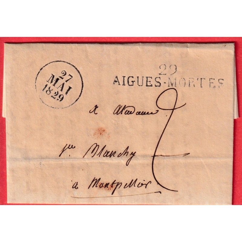 MARQUE 29 AIGUES MORTES GARD 1829 POUR MONTPELLIER INDICE 9
