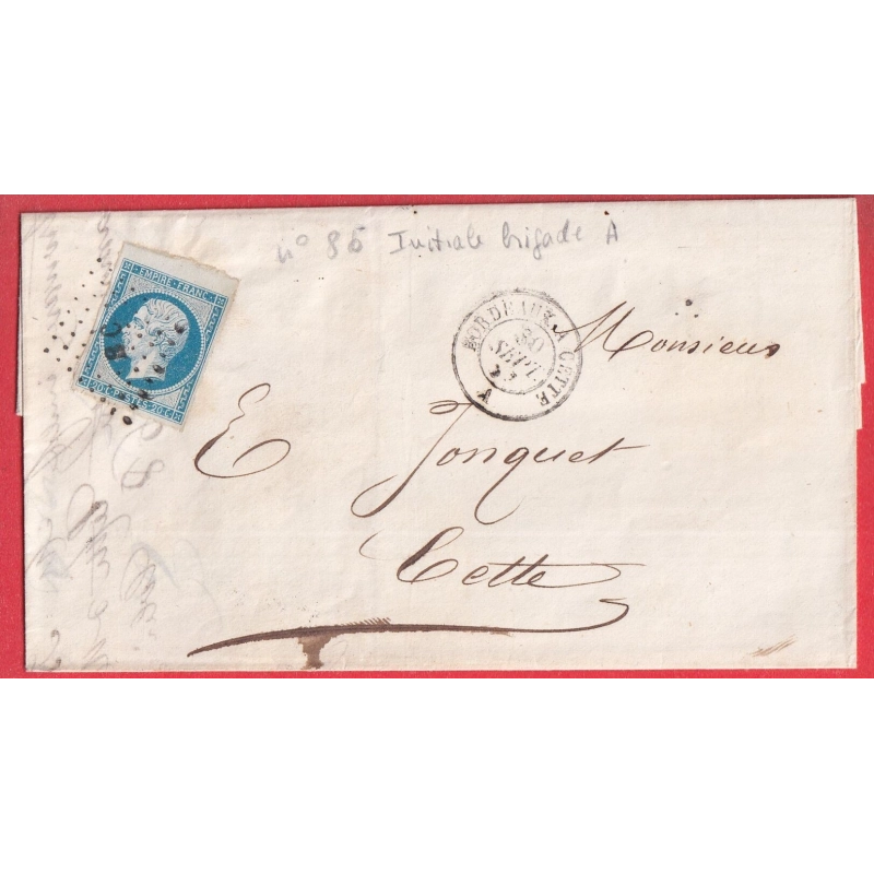 N°14 BDF AMBULANT BORDEAUX A CETTE LOSANGE BC TEXTE DE BORDEAUX POUR CETTE