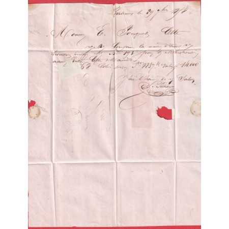 N°14 BDF AMBULANT BORDEAUX A CETTE LOSANGE BC TEXTE DE BORDEAUX POUR CETTE