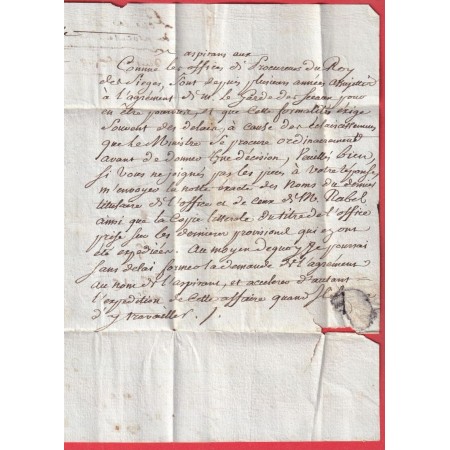 DEBOURSE MANUSCRIT DEB DE VILLENEUVE D'AGEN 1786 LN°7 INDICE 20 REEXP PENNE D'AGENNOIS