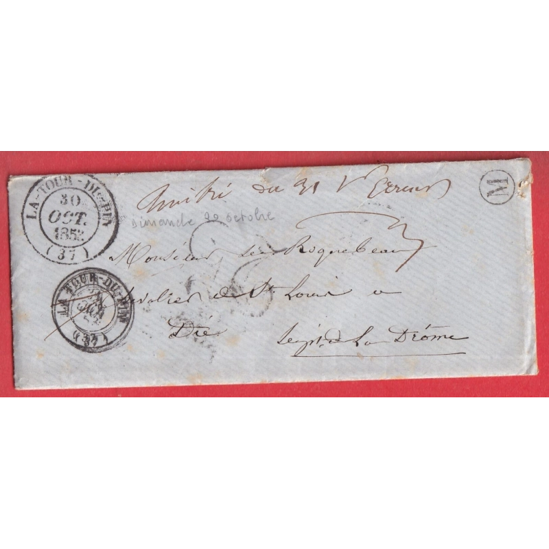 LA TOUR DU PIN ISERE APRES LE DEPART CAD TYPE 14 ET 15 DU 30 ET 31 OCT 1852 DIE DROME