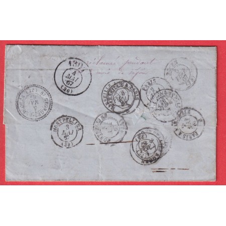 N°22 GC 3625 ST GEORGES D'ORQUES HERAULT CAD TYPE 22 RETOUR ENVOYEUR EN ROUGE 3219 ROUEN SEINE INFERIEURE