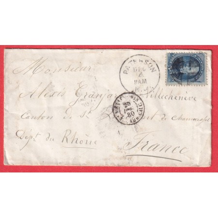 ETATS UNIS USA N°59 PATERSON NEW JERSEY 1880 ST LAURENT DE CHAMOUSSET RHONE FRANCE