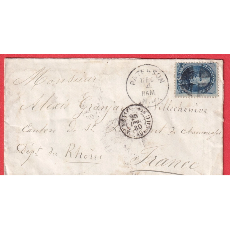 ETATS UNIS USA N°59 PATERSON NEW JERSEY 1880 ST LAURENT DE CHAMOUSSET RHONE FRANCE