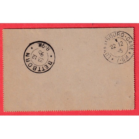 CARTE LETTRE TYPE SAGE EPINAL VOSGES 1895 TAXE CRAYON BLEU 10C PULTZ LUXEMBOURG BETTBORN