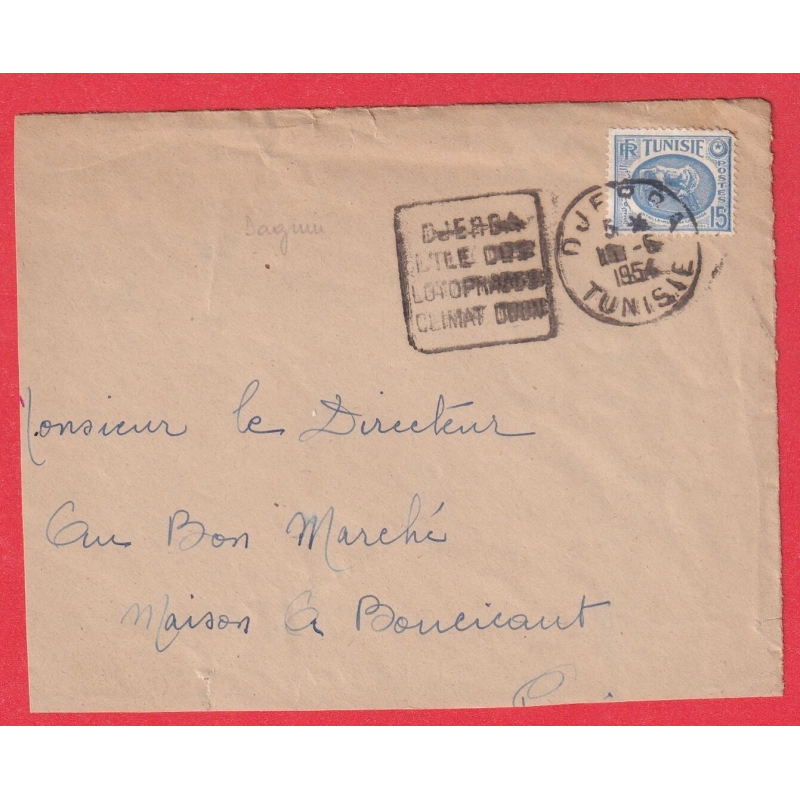 TUNISIE DAGUIN DJERBA 1954 DEVANT DE LETTRE FRONT COVER