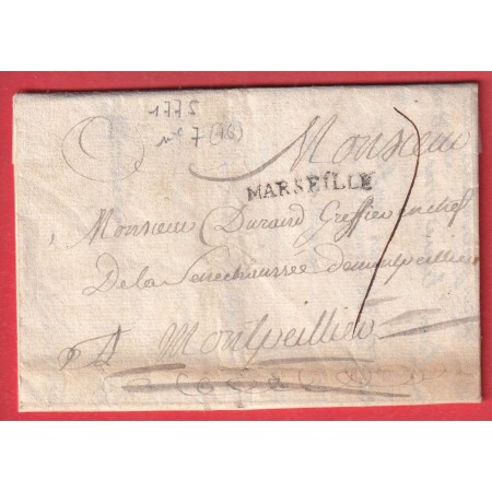 MARQUE MARSEILLE LN°7 1775 INDICE 16 BOUCHES DU RHONE MONTPELLIER HERAULT