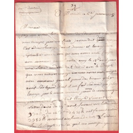 MARQUE MARSEILLE LN°7 1775 INDICE 16 BOUCHES DU RHONE MONTPELLIER HERAULT