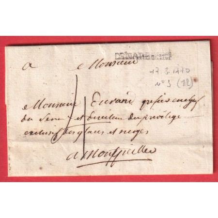 MARQUE DE NARBONNE AUDE 1770 LN°3 INDICE 12 POUR MONTPELLIER HERAULT