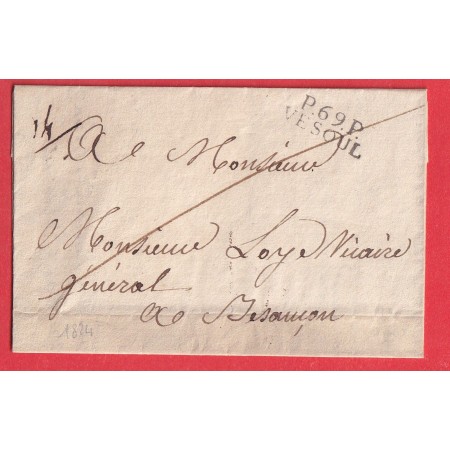 MARQUE P69P VESOUL HAUTE SAONE 1824 26X9 POUR BESANCON TEXTE DE VAL ST ELOI INDICE 10