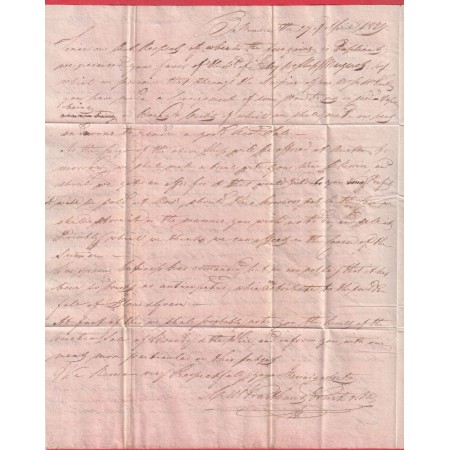MARQUE ROUGE PAYS OUTREMER PAR LE HAVRE 1829 BALTIMORE USA ACHEMINE FORWARDED NEW YORK POUR BORDEAUX
