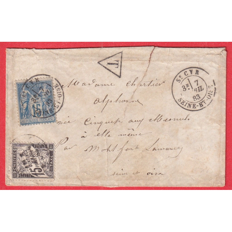 N°90 TAXE 15C NOIR TYPE DUVAL ST CYR SEINE ET OISE MONTFORT LAMAURY