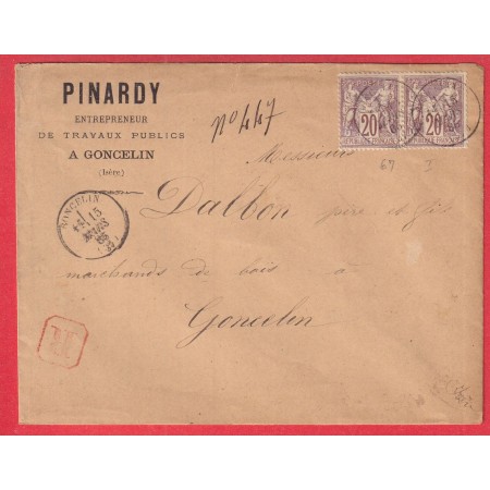 N°67 PAIRE CAD TYPE 16 GONCELIN RECOMMANDE LOCAL POUR GONCELIN RARE