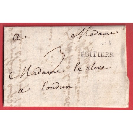 MARQUE POITIERS VIENNE LN°3 1739 POUR LOUDUN INDICE 12
