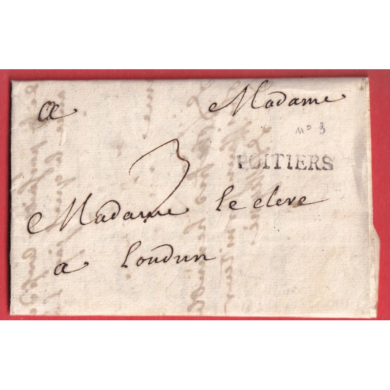 MARQUE POITIERS VIENNE LN°3 1739 POUR LOUDUN INDICE 12