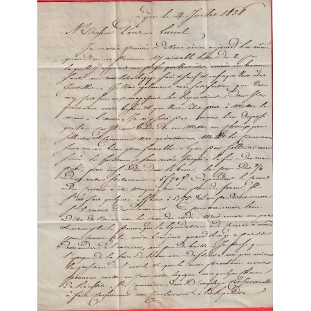 LETTRE EN REBUT DE LYON RHONE 1838 LUNEL HERAULT AU DOS Don Gle DES POSTES RENSEIGNEMENTS REFUSE MANUSCRIT