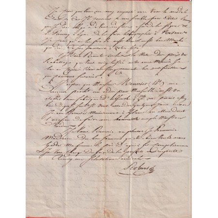 LETTRE EN REBUT DE LYON RHONE 1838 LUNEL HERAULT AU DOS Don Gle DES POSTES RENSEIGNEMENTS REFUSE MANUSCRIT
