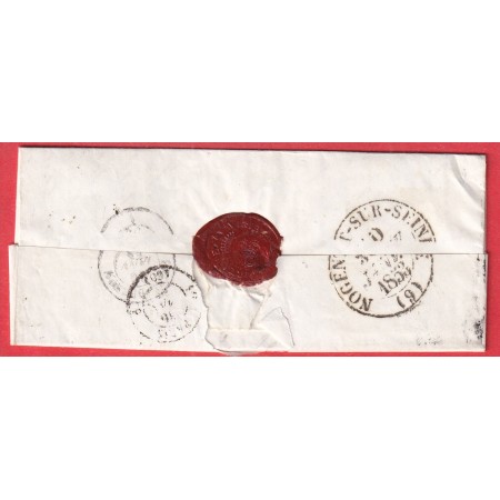 CAD TYPE 15 ST JULIEN DU SAULT YONNE CACHET SPECIAL OR CHATEAU D'ORDON NOGENT SUR SEINE 1853