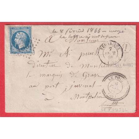 N°22 GC 4563 LE POUJOL HERAULT CAD TYPE 22 + CAD TYPE 15 BEDARIEUX BOITE RURALE B MONTPELLIER