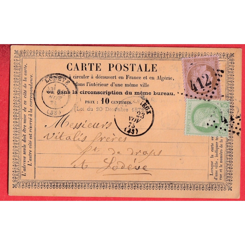 N°53 54 GC 412 BEDARIEUX HERAULT POUR LODEVE CARTE PRECURSEUR
