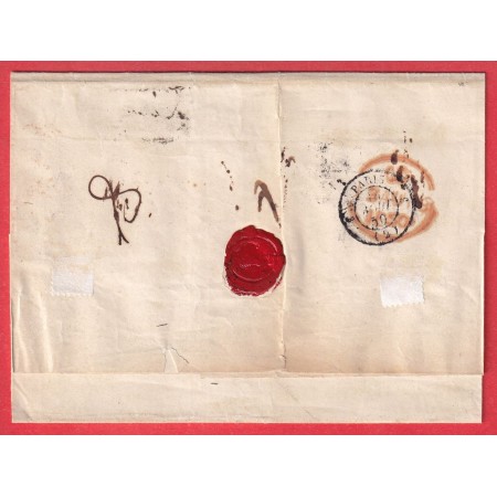 ETATS UNIS NEW YORK 1850 TAXE 45 VOIE ANGLAISE VIA LIVERPOOL STEAMER AMERICA 1850 POUR PARIS