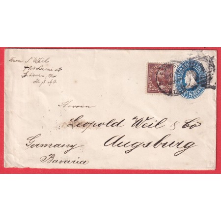 ENTIER USA ST LOUIS  1890 AUGSBURG ALLEMAGNE GERMANY DEUTSCHLAND