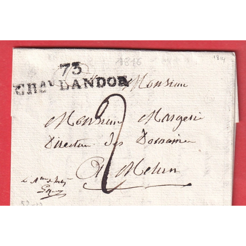 MARQUE 73 CHATEAU LANDON SEINE ET MARNE 1816 POUR MELUN INDICE 10