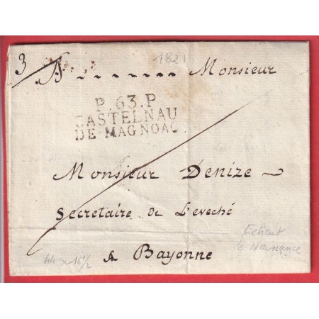 MARQUE P63P CASTELNAU DE MAGNOAC HAUTE PYRENEES INDICE 15 POUR BAYONNE EXTRAIT ACTE DE NAISSANCE