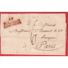 DOUBLE CURSIVE 58 RIBECOURT COMPIEGNE OISE EN ROUGE 1825 POUR PARIS INDICE 19