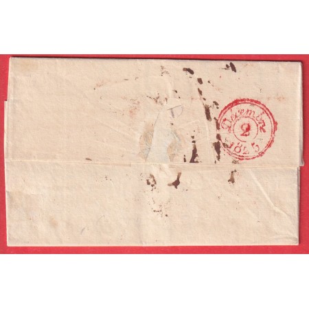 DOUBLE CURSIVE 58 RIBECOURT COMPIEGNE OISE EN ROUGE 1825 POUR PARIS INDICE 19