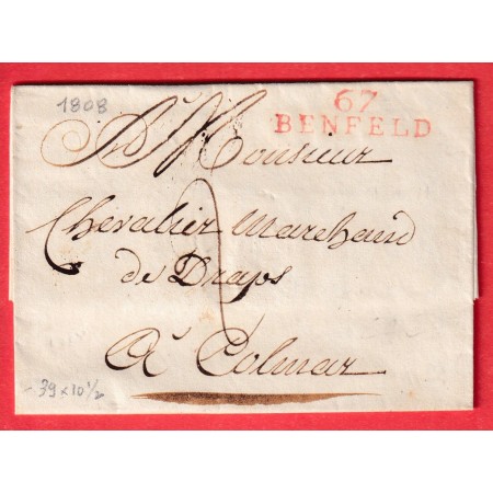 MARQUE 67 BENFELD BAS RHIN EN ROUGE 1808 POUR COLMAR INDICE 11