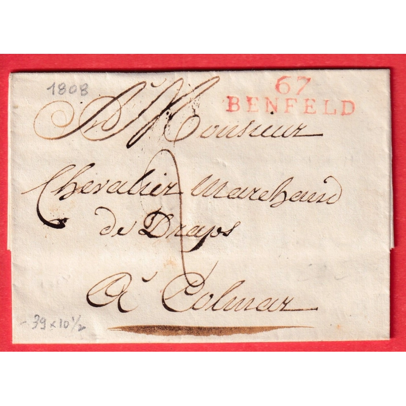 MARQUE 67 BENFELD BAS RHIN EN ROUGE 1808 POUR COLMAR INDICE 11